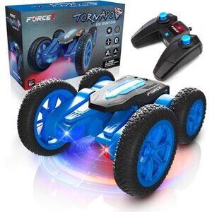 Blue LED Remote Control Car for Kids- Double Sided Driving Fast RC Cars 360 Flip
